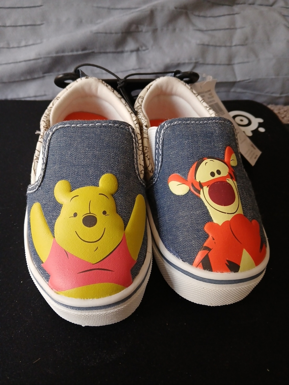 Disney Baby Boys Slip-On Sneakers with Winnie the Pooh & Tigger Design - Size 6